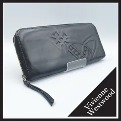 ✱Vivienne Westwood（ヴィヴィアンウエストウッド）✱ 長財布 ブラック 黒 ビッグオーブ 型押し レザー ラウンドファスナー メンズ レディース 美品