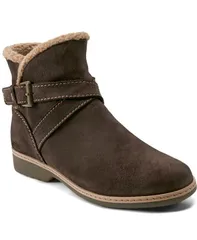 アース レディース シューズ ブーツ・レインブーツ Earth Womens Hutton Buckle Strap Cozy Booties Dark Brown Suede ブラウンのサムネイル