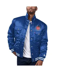 リーバイス メンズ アウター ジャケット・ブルゾン サテン ジャケット Levis Mens Royal Chicago Cubs Silver Tab Satin FullSnap Trucker Jacket Royal シルバー