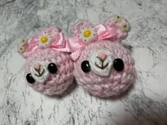 あみぐるみ　ハンドメイド　うさちゃん　ピンク　キッズ　ヘアゴム