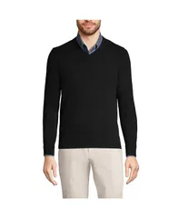 ランズエンド メンズ アウター ニット・セーター Vネック トール セーター Lands End Big Tall Fine Gauge Cashmere Vneck Sweater Black ブラック