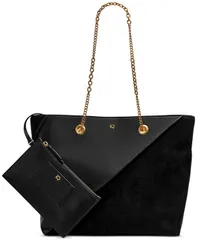 ダナ キャラン ニューヨーク レディース バッグ スエード レザー Donna Karanew York Setauket Leather Suede Tote with Chain Strap Blのサムネイル
