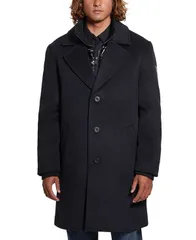 ゲス メンズ アウター ジャケット・ブルゾン キルティング ウール コート GUESS Mens Wool Blend Coat with Removable Quilted Bib Navy Seaのサムネイル