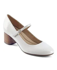 アース レディース シューズ パンプス ヒール Earth Womens Rumer Mary Jane Block Heel Pumps Cream Patent Leather クリームのサムネイル