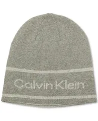 カルバンクライン メンズ アクセサリー 帽子 ロゴ Calvin Klein Mens Jacquard Stripe Logo Beanie Medium Grey グレー