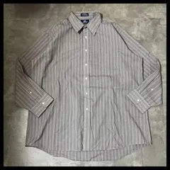 ストライプシャツ 長袖 ベージュ メンズ XL相当 ビッグシルエット アメカジ 古着