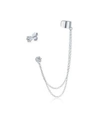 ブリング レディース アクセサリー ピアス・イヤリング Bling Jewelry Geometricartilage Plain Band With Two Chains Ear Warp Cuff