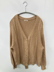 axes femme アクシーズファム カーディガン/ボレロ M ベージュ コットン ニット 無地 リボン ミドル丈 長袖