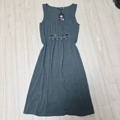 ALTRENY ヴィンテージ)チャコール 森ガールst キュービック ロマンティックニット Aライン ノースリーブ ONE PIECE