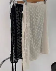 フラワー パータン シースルー スカート アイボリー レイヤード スカート