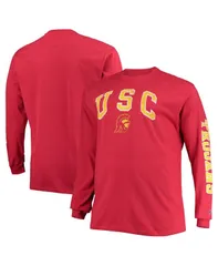 チャンピオン メンズ トップス Tシャツ トール Champion Mens Cardinal Distressed USC Trojans Big and Tall 2Hit Long Sleeve Tshirt Cardinal
