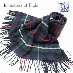 ジョンストンズ タータンチェック　大判ストール　カシミヤ　フリンジ