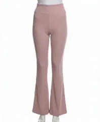 ピンク ストレッチ コットン フレア レギンス パンツ