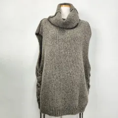 コード ウール ブレンド タートルネック ニット ベスト サイド コルセット デザインテープ フリーサイズ