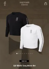 ラピナート ワッフル ロングスリーブ ブラック+白 52 (2セット)