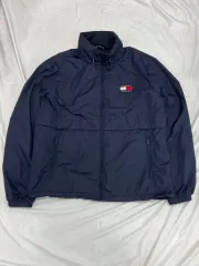 (L) トミー ジーンズ ロゴパッチ ナイロン ヨーク ジャケット ネイビー