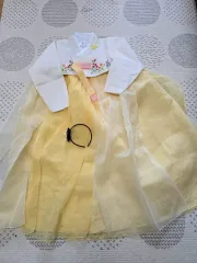 レディース 女の子 イエロー チマチョゴリ + カチューシャ セット