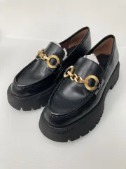 ZARA ザラ ローファー 37 ブラック 合成皮革/人工皮革 無地 ビットローファー