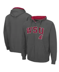 コロシアム メンズ アウター パーカー・スウェット ロゴ Colosseumens Charcoal Washington State Cougars Arch Logo 30 FullZip Hoodie Charcoal チャコール