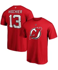 ファナティクス メンズ トップス Tシャツ ジャージー Fanatics Mens Nico Hischiered New Jersey Devils Team Authentic Stack Name and Number Tshirt Red レッド