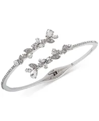 ジバンシー レディース アクセサリー ブレスレット・バングル・アンクレット フラワー柄 フラワー Givenchy Crystal Floral Bypass Cuff Bracelet Silver シルバー
