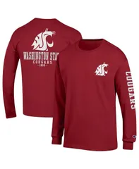 チャンピオン メンズ トップス Tシャツ Champion Mens Crimson Washington State Cougars Team Stack Long Sleeve Tshirt Crimson クリムゾン