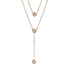 【新着商品】キュービックジルコニア レディース ラリアット/チョーカー 2連Y字ネックレス 3色