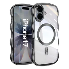 【新品】 【 F FUTURE】iphone17用 波型 ウェーブデザイン MagSafe対応 薄型 可愛い ワイヤレス充電対応 TPU ソフト 滑り止め おしゃれ 軽量 耐衝撃 うねうね バンパー スマホケース ストラップホール付き 対応 カバー iph 0