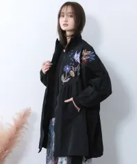 IS ScoLar（イズスカラー）リボン×花刺繍ドルマンスリーブブルゾン ブラック、ピンク、カーキ　561206