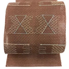 【美品】 名古屋帯 秀品 夏帯 羅 幾何学模様 金銀糸 小豆色 正絹 【中古】