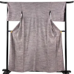 小紋 身丈159cm 裄丈66.5cm M 単衣 陶彩染 幾何学模様 灰紫 正絹 名品 【中古】