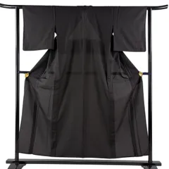 紬 身丈154cm 裄丈60.5cm S 薄物 夏紬 縦縞 墨色 正絹 名品 【中古】のサムネイル