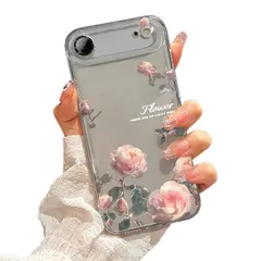 【新品】 KeKeYou iPhone Air 用 ケース クリア 可愛い バラ本 花柄 TPUソフトケース 透明 かわいい 韓国 薄くて軽い 女の子 女性人気 おしゃれ 耐衝撃 携帯カバー アイフォン Air 用 スマホケース (iPhone Air用, 0