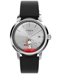 タイメックス メンズ アクセサリー 腕時計 レザー Timex Mens Automatic Black Leather Watch 40mm Black ブラック