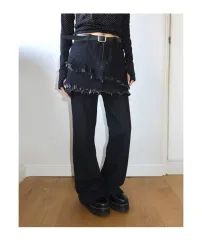 ミュウ レイヤード デニム パンツ