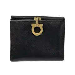 FERRAGAMO/SalvatoreFerragamo(サルバトーレフェラガモ) Wホック財布 ガンチーニ 黒 レザー