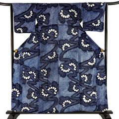 有松絞り 浴衣 団扇柄 居敷当て付き 美品 - メルカリ