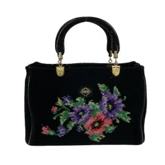 FEILER(フェイラー) ハンドバッグ - 黒×ピンク×パープル パイル