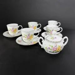 【昭和レトロ】HAkko カップ＆ソーサー5客　シュガーポットセット　お花の柄 ティーカップ