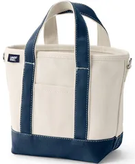 ランズエンド レディース バッグ Lands End Small 3 Pocket Open Top Canvas Tote Bag Naturalradiant navy ネイビーのサムネイル