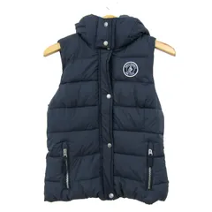 アバクロンビー&フィッチ ベスト ジャケット アウター 中綿入り 裏ボア レディース Sサイズ ネイビー Abercrombie & Fitch 【中古】