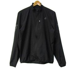 アディダス ジャージ ジャケット アウター ランニングウエア スポーツウエア レディース Sサイズ 黒×グレー adidas 【中古】