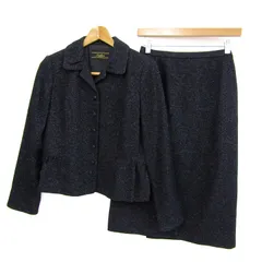 レリアン セットアップ 上下セット ジャケット スカート ラメ 日本製 レディース 11サイズ ネイビー Leilian 【中古】