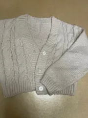 在庫処分 / エイブリー アイボリー Vネック ケーブル編み ニット カーディガン