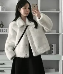 ホワイト ファー ジャケット ショート コート