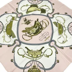 HERMES(エルメス) スカーフ カレ90 ピンク×白×マルチ SPRINGS