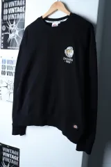 (L-XL) ディッキーズ スウェット Tシャツ スモールロゴ ブラック オールドスクール-16FB8