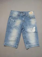 32 ドルチェ＆ガッバーナ ダメージ アンクル デニムハーフパンツ