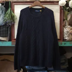 ポロラルフローレン コットン ニット ケーブル ニット ネイビー L