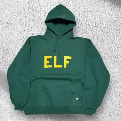 90s ラッセル フード付きTシャツ グリーン XXL